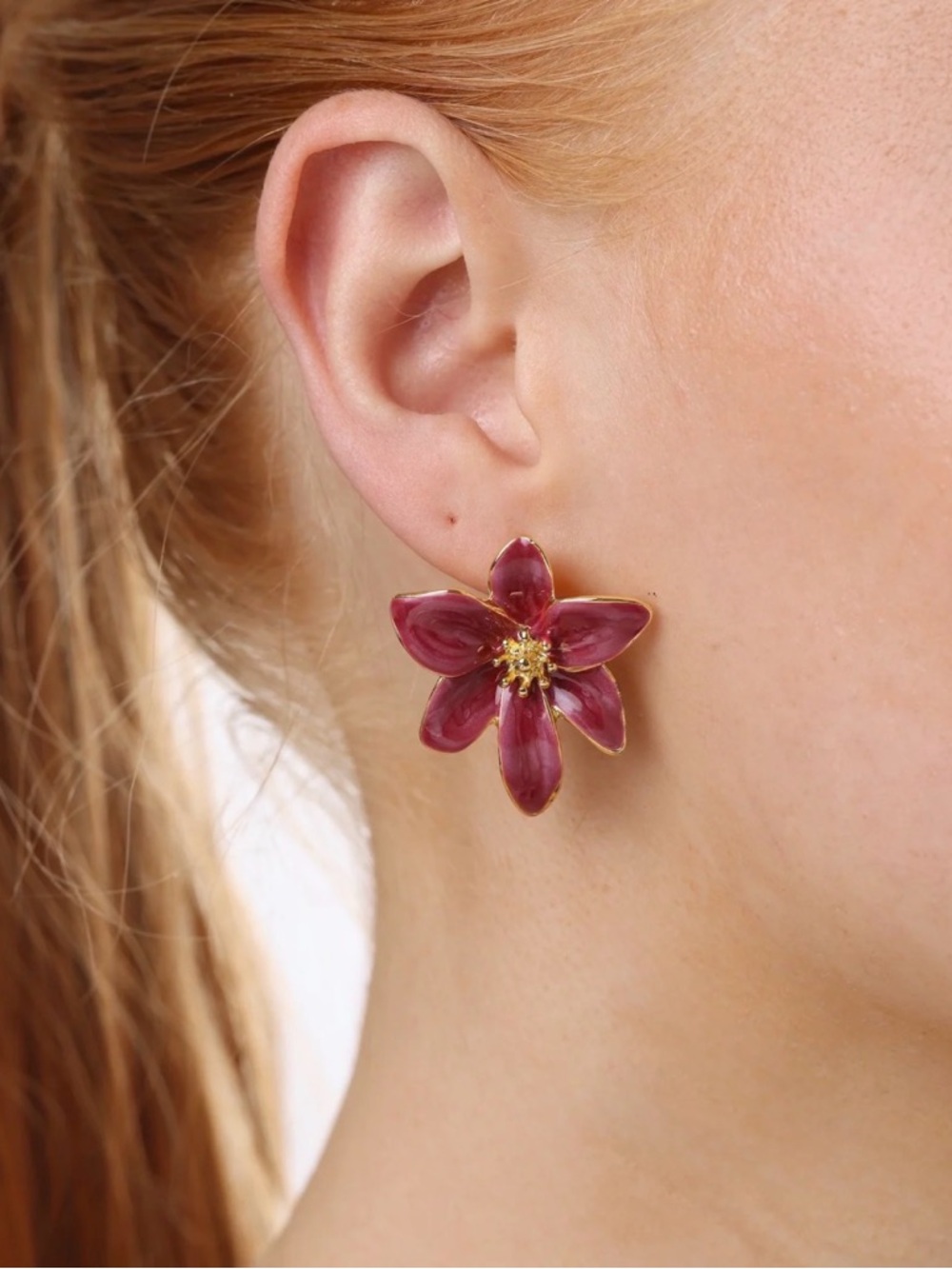 Red Floral Earrings